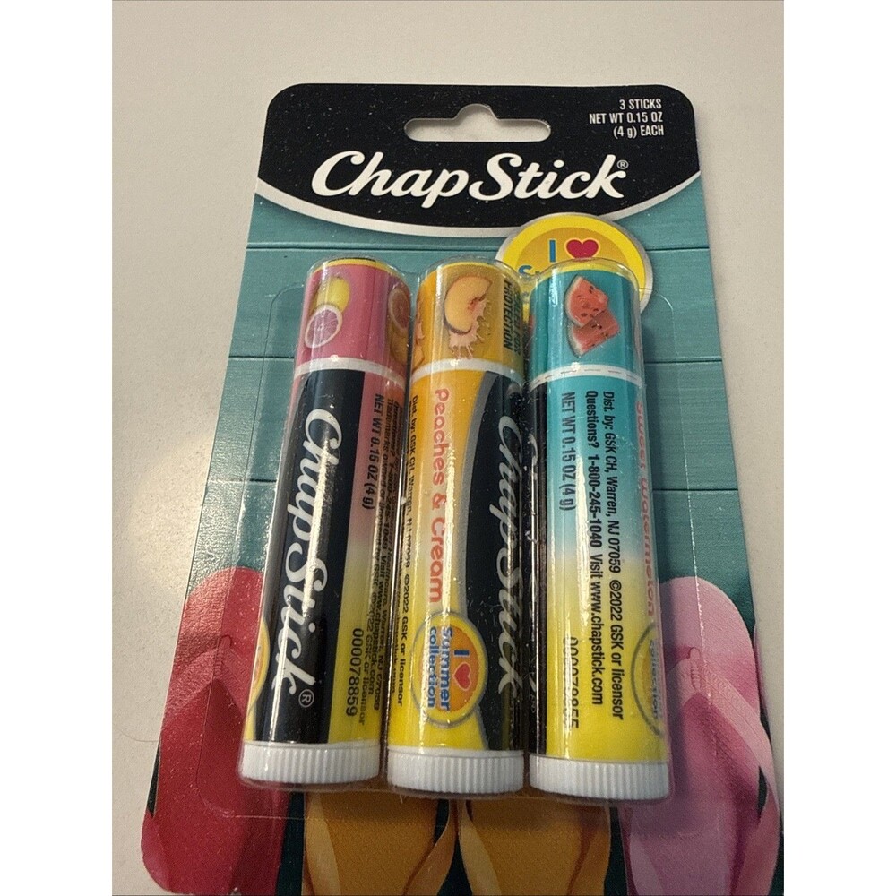 Chapstick I Love Summer Lip Balm Sweet Watermelon Peaches & Cream Pink Lemonade